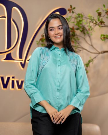 Floral Embroidery Detail Shirt Blouse