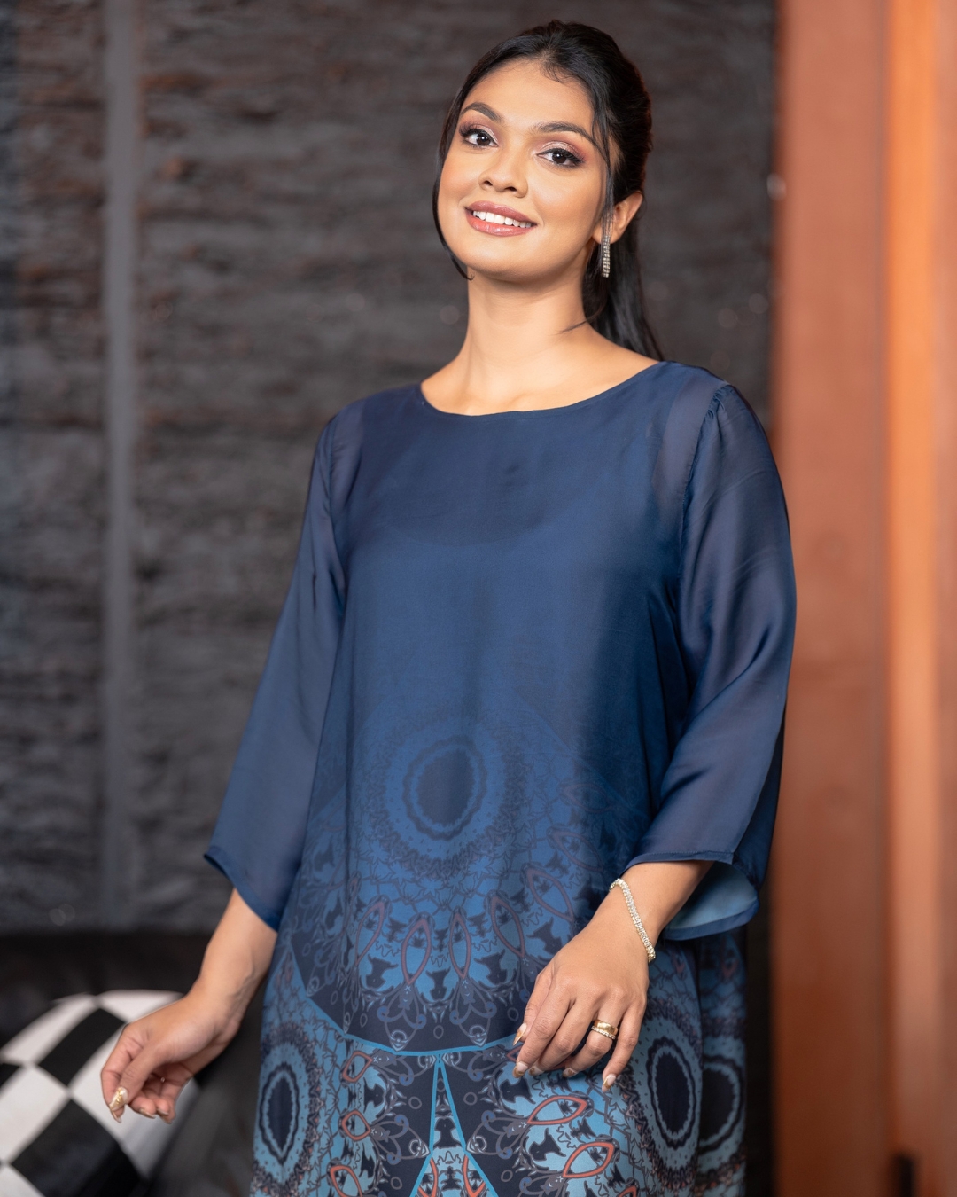 Abstract Geometric Patterned Short Dress - Image 3