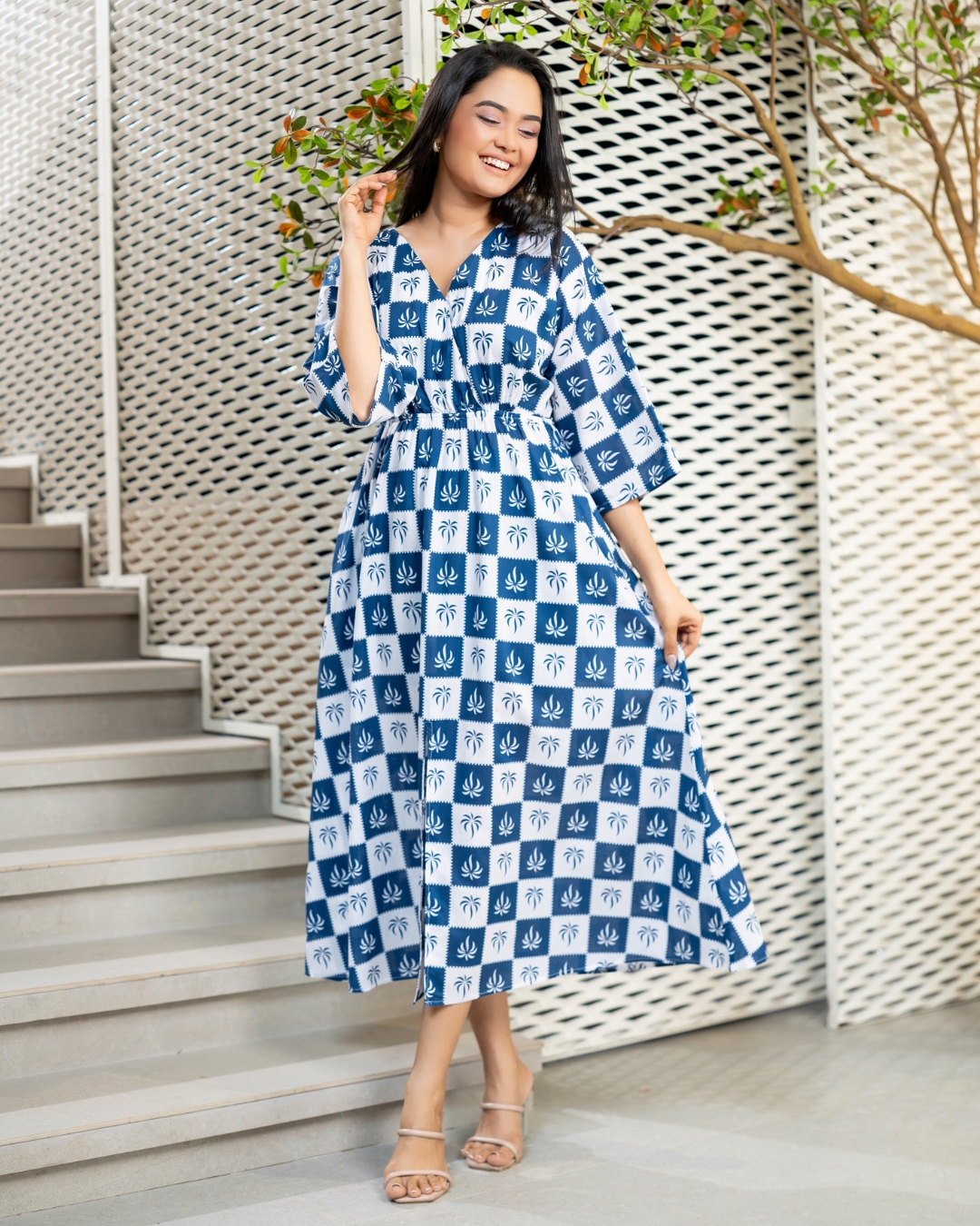 Front Overlap Maggie Sleeve Maxi Dress - Image 5